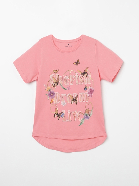 

Fame Forever by Lifestyle Girls Coral Pink & White Printed Top