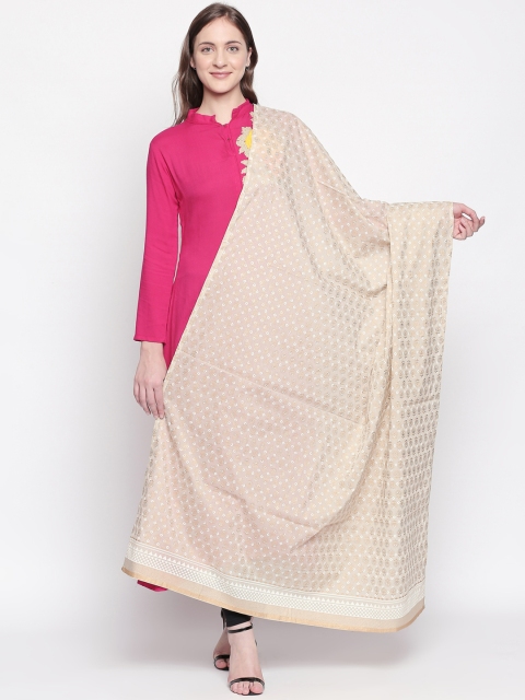 

RANGMANCH BY PANTALOONS Gold-Coloured & Off-White Printed Dupatta