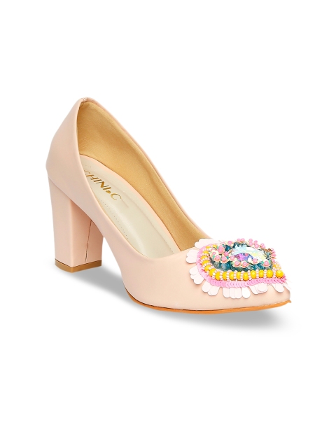 

CHINI C Women Nude-Coloured Embellished Heels