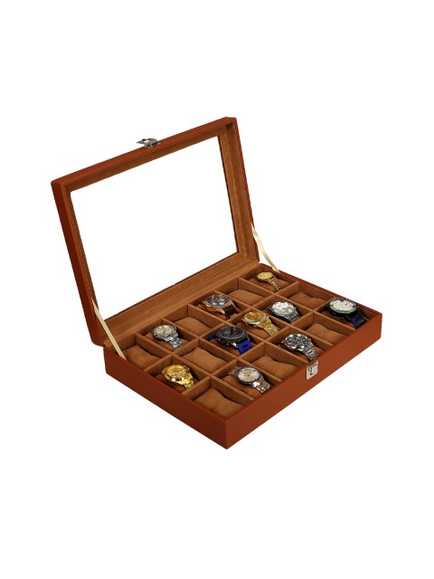 

Leather World Unisex Tan Watch Organiser Box