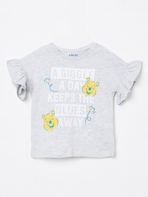 

Juniors by Lifestyle Girls Grey & Off-White Printed Top