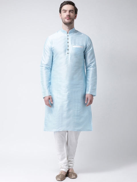 

SG LEMAN Men Sea Green & Off-White Solid Kurta with Churidar