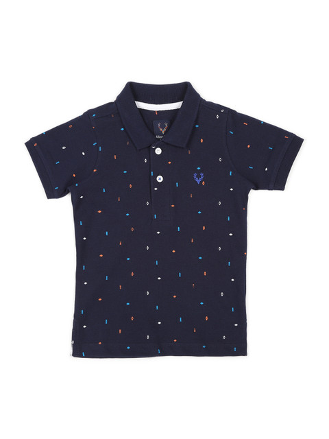 

Allen Solly Junior Boys Navy Blue Printed Polo Collar T-shirt