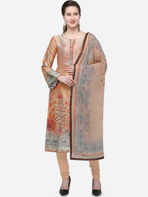 

Stylee LIFESTYLE Peach-Coloured Satin Unstitched Dress Material