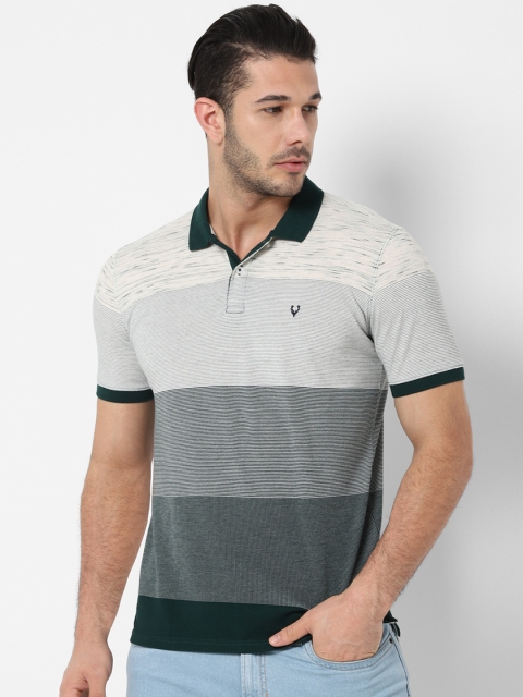 

Allen Solly Men Off-White & Grey Colourblocked Polo Collar T-shirt