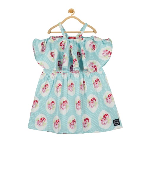 

Olele Girls Blue Printed A-Line Dress