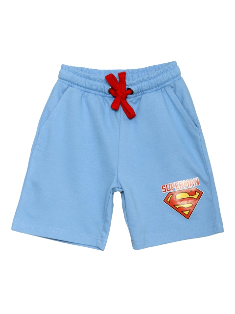 

Kids Ville Boys Blue Regular Fit Solid Shorts With Superman Print Detail
