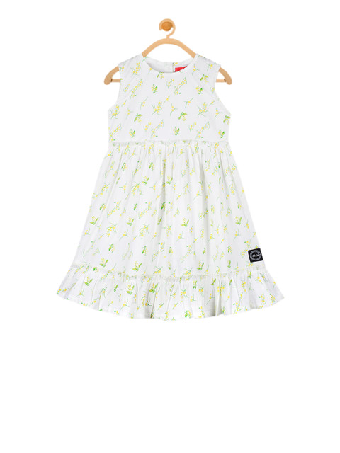

Olele Girls White Printed Fit And Flare Dress