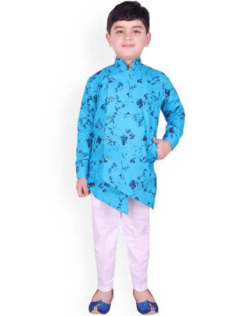 

SG YUVRAJ Boys Turquoise Blue Printed Kurta with Trousers