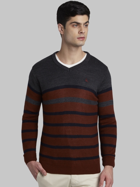 

Parx Men Brown And Black Striped Sweater Vest
