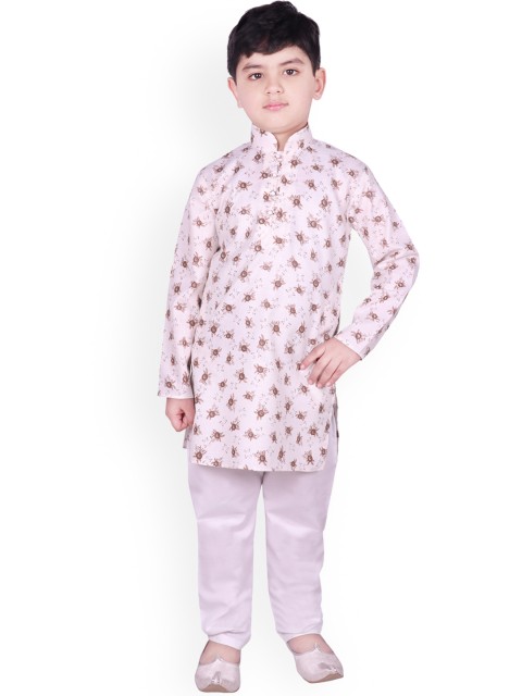 

SG YUVRAJ Boys Cream-Coloured Printed Kurta with Pyjamas