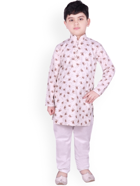 

SG YUVRAJ Boys Cream-Coloured Printed Kurta with Pyjamas
