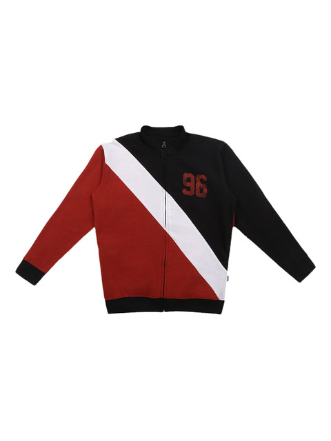 

Lil Tomatoes Girls Black & Red Colourblocked Lightweight Bomber