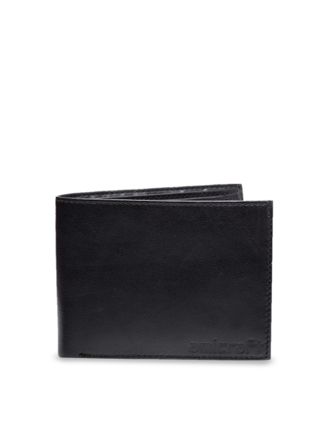 

amicraft Men Black Solid Leather Two Fold Wallet