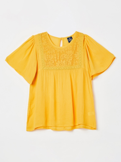 

Fame Forever by Lifestyle Girls Yellow Self Design A-Line Top