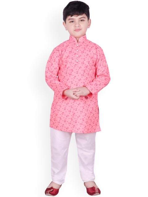 

SG YUVRAJ Boys Pink & White Printed Kurta with Pyjamas