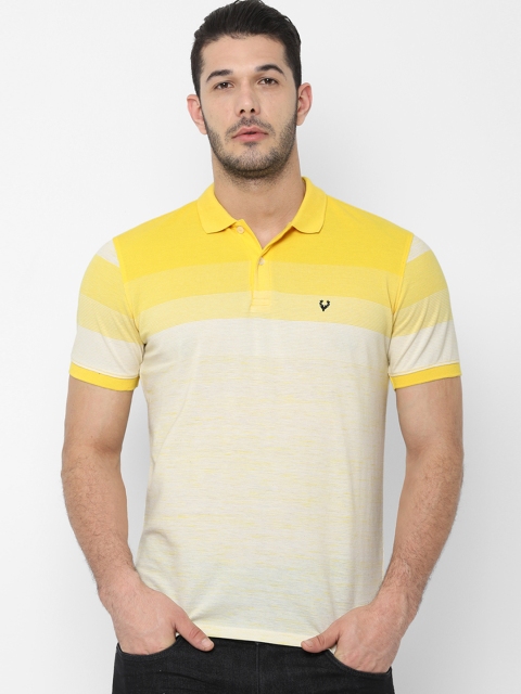 

Allen Solly Men Yellow & Off-White Colourblocked Polo Collar T-shirt
