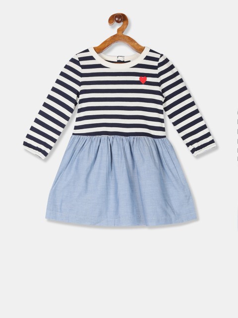 

GAP Girls Blue & White Striped Fit and Flare Dress