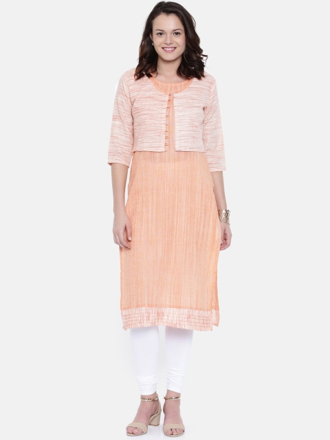 

Rasada Women Peach Solid Pure Cotton Kurti