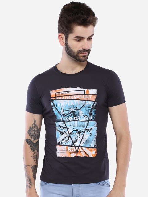 

Duke Men Navy Blue Printed Round Neck T-shirt