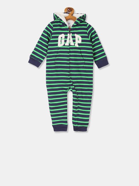 

GAP Baby Boy Green & Navy Heavyweight Striped Bodysuit