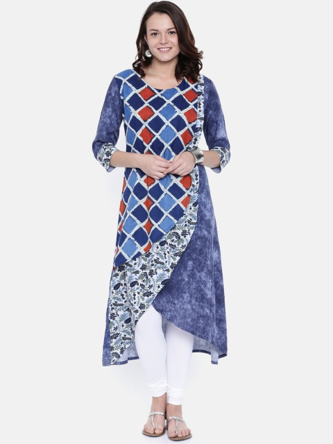 

Rasada Women Blue & Red Printed Straight Kurta
