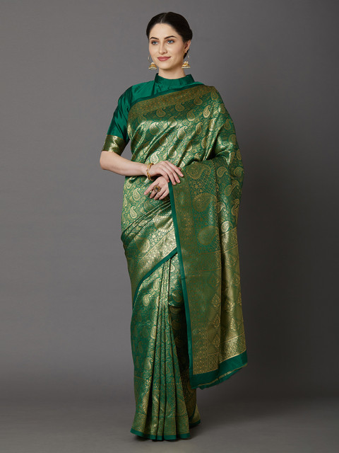 

Mitera Green & Golden Woven Design Banarasi Saree
