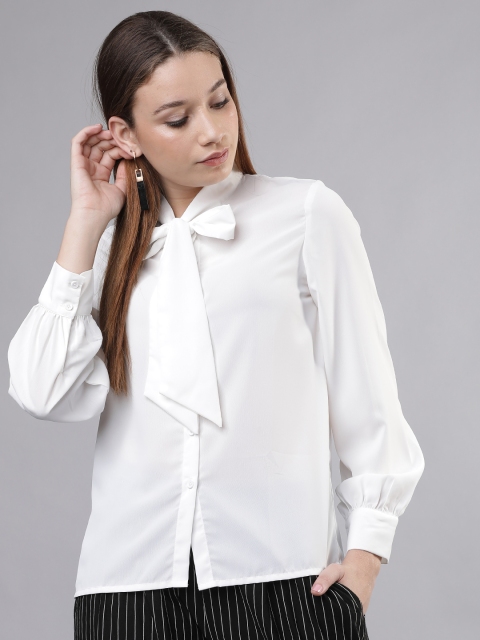 

Tokyo Talkies Women White Regular Fit Solid Casual Shirt