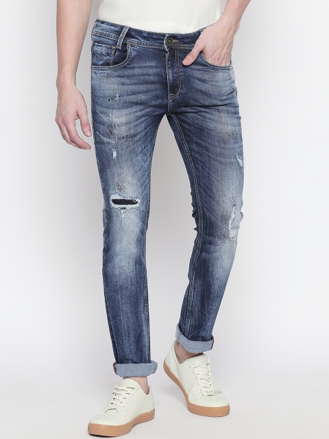 

Mufti Men Blue Slim Fit Mid-Rise Mildly Distressed Stretchable Jeans