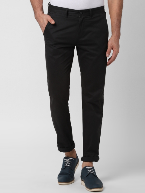 

Peter England Casuals Men Black Slim Fit Solid Regular Trousers