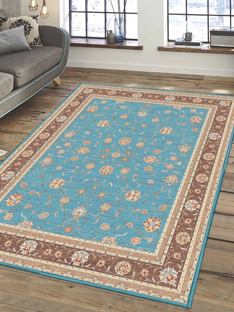 

Status Blue & Beige Ice Silk Velvet Touch Persian Hand-Tufted Carpet