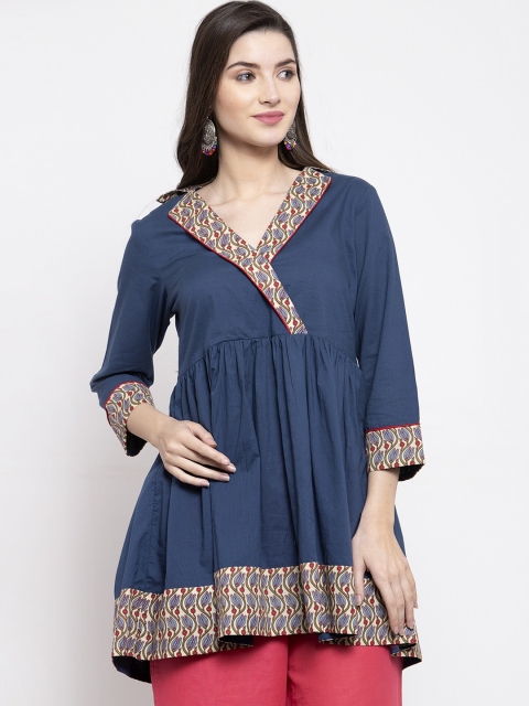 

Bhama Couture Women Navy Blue Solid Flared Tunic