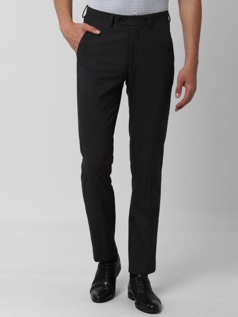 

Peter England Men Black Slim Fit Solid Regular Trousers