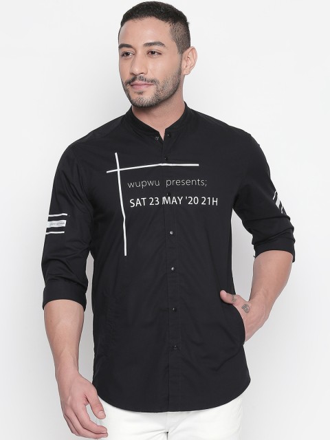 

Mufti Men Black Slim Fit Printed Casual Shirt