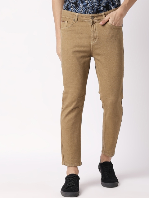 

BOLTS and BARRELS Men Khaki Tapered Fit Mid-Rise Clean Look Jeans