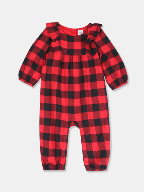 

GAP Girls Red & Black Buffalo Plaid Ruffle Trim Bodysuit