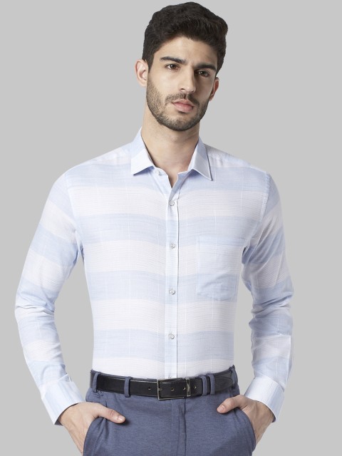 

Park Avenue Men Blue & White Slim Fit Striped Formal Shirt