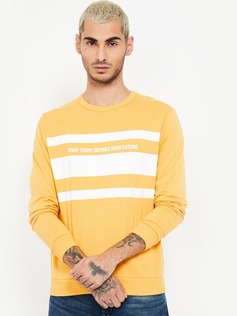 

Fame Forever by Lifestyle Men Yellow & White Striped Sweatshirt