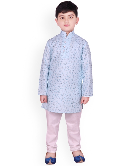 

SG YUVRAJ Boys Blue & White Printed Kurta with Pyjamas