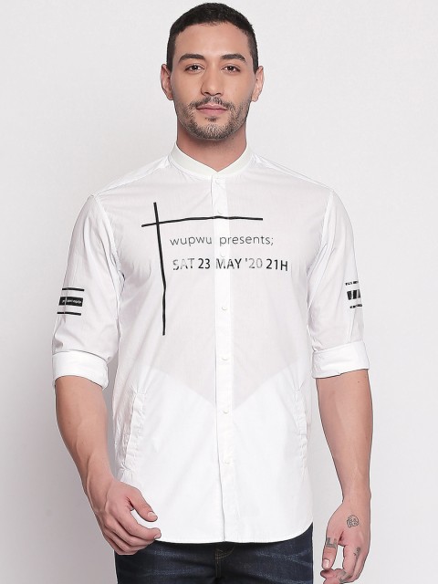 

Mufti Men White Slim Fit Printed Casual Shirt