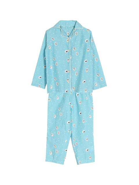 

My Little Lambs Boys Blue Printed Night suit