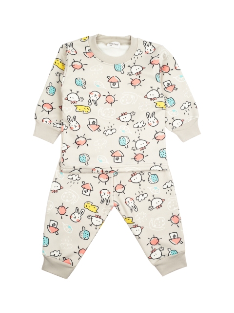

MeeMee Kids Grey Melange & Pink Printed Night suit