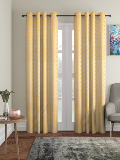 

NEUDIS Set of 2 Yellow Self Design Long Door Curtains