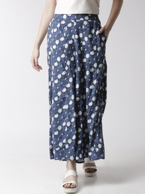

De Moza Women Blue Printed Wide Leg Palazzos