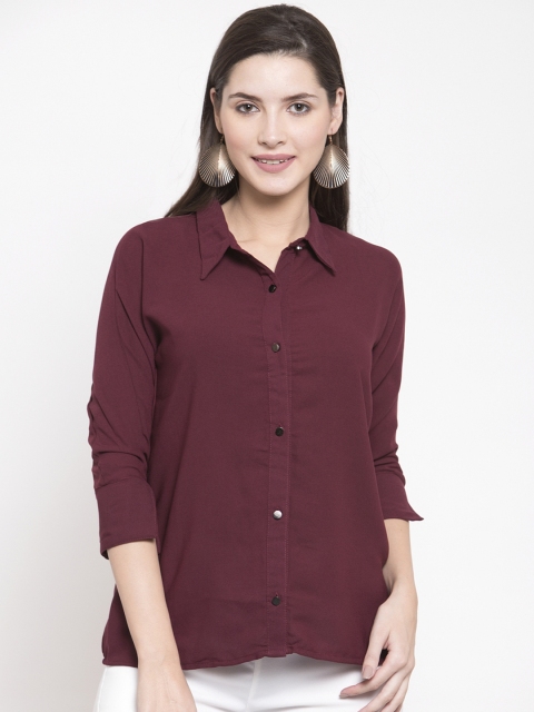 

Kiaasa Women Maroon Regular Fit Solid Casual Shirt