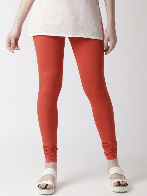 

De Moza Women Orange Solid Churidar-Length Leggings