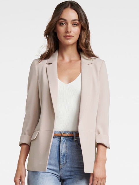 

Forever New Women Beige Solid Open-Front Casual Blazer, Pink