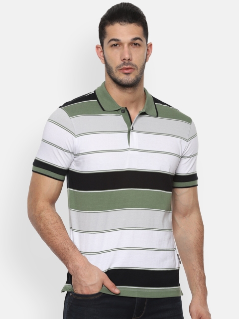

Van Heusen Men White Striped Polo Collar T-shirt