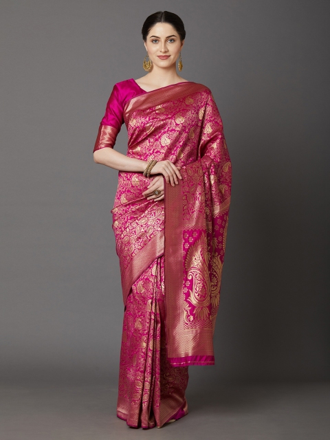 

Mitera Magenta & Golden Woven Design Banarasi Saree