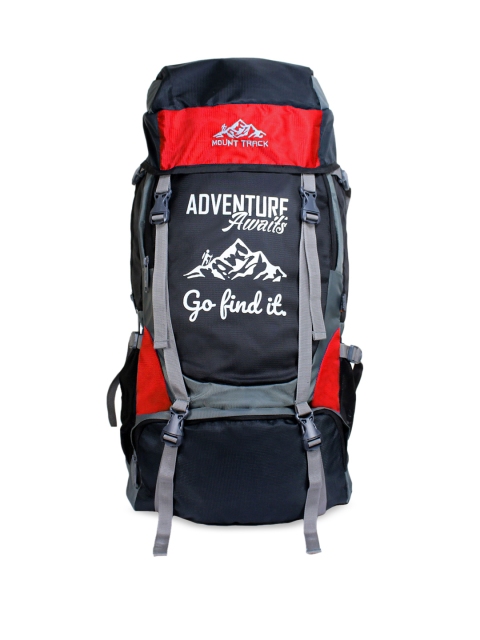 

MOUNT TRACK Unisex Black & Red Colourblocked Adventure Series Large 55 litres Rucksack
